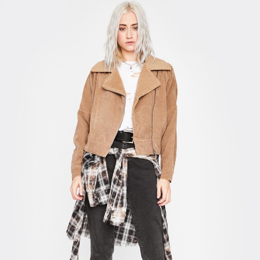Tan Corduroy Lightweight Moto Jacket Dolls Kill S